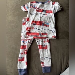 Carters White & Red Fire Truck Pajama Set 18 months